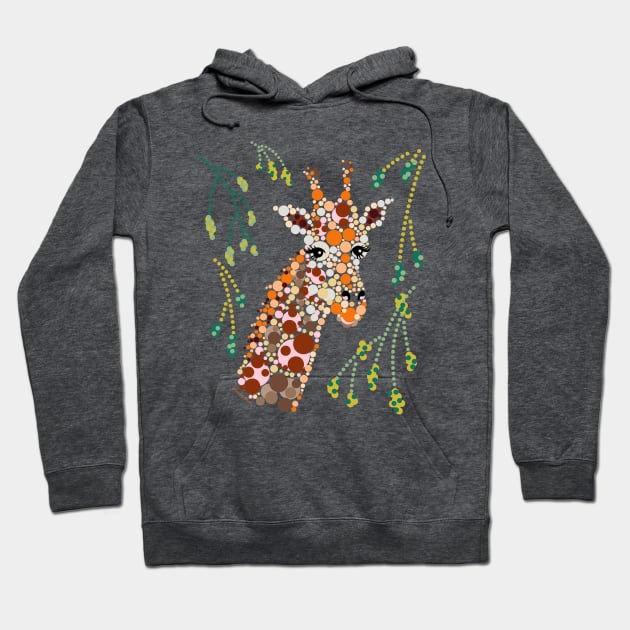 Pretty Giraffe Graphic Design Circles Bubbles Dots Hoodie by DoubleBrush